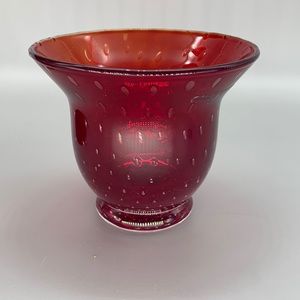 Ruby Red Glass Small Vase or Bowl from Poland